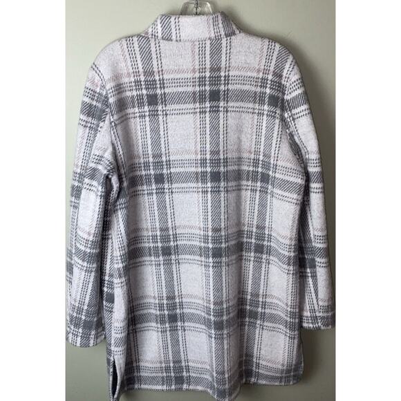 Maurices Gray Plaid Button Front Cardigan Coat Jacket Womens Medium - Picture 5 of 7